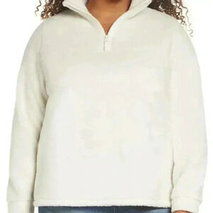 Caslon Quarter Zip Faux Shearling Pullover‎ 1X